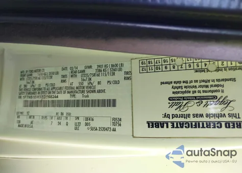 2014 Ford E-150 Commercial z USA, uszkodzony, nr VIN 1FTNS1EWXEDA68244